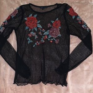 Mesh Long Sleeve Blouse